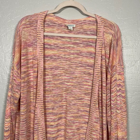 Sundance Women L Orange Pink Purple Adelaide Dreaming Open Front Knit Cardigan - Picture 3 of 11